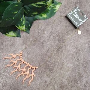 ZAD Light Coral Resin Coral Branch Bib Necklace NEW
